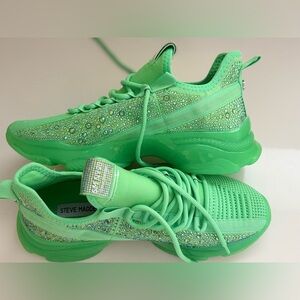 NWOB Steve Madden MAXIMA Sparkling Sneakers Green Boyfriend Chunky Sole  Size 10